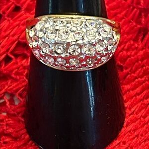 Elegant Gold and Silver Crystal Ring